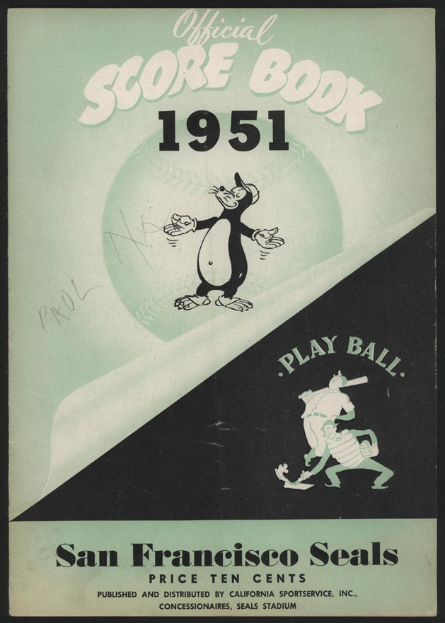 1951 SEALS vs OAKS, PCL, Baseball Game Score Book  